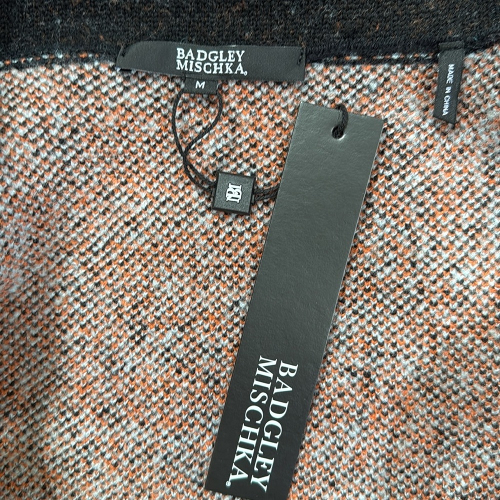 New Badgley Mischka Orange, Black and blue sweater Coat. Size M. - Picture 15 of 16